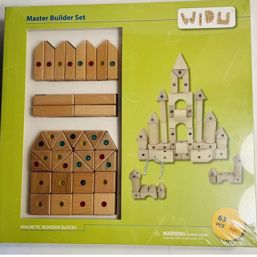 Master Builder Set - Natural and Colorful Wooden Blocks. Smart toys for kids